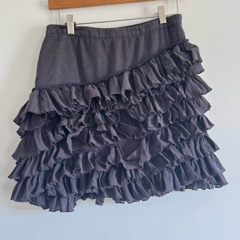 Robert Rodriguez Women’s Size 4 Tiered Ruffle Mini Skirt Gray Punk Grunge Goth